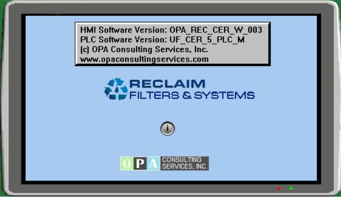 UF Ceramic Membrane Controller Screen Descriptions